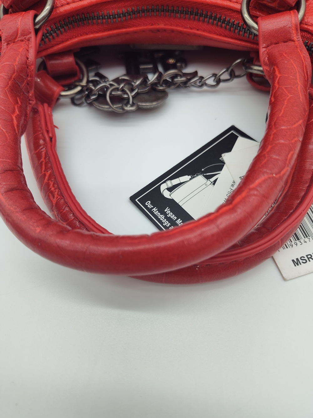 ED HARDY Red Mini Satchel Crossbody Bag NWT Love Charm Vegan Leather - Picture 8 of 16